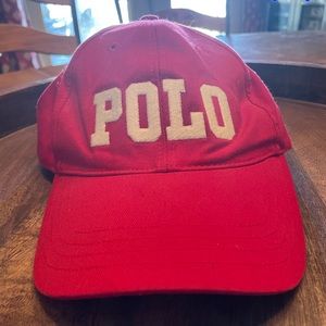 VINTAGE POLO Ralph Lauren Red ball cap baseball hat unisex One Size